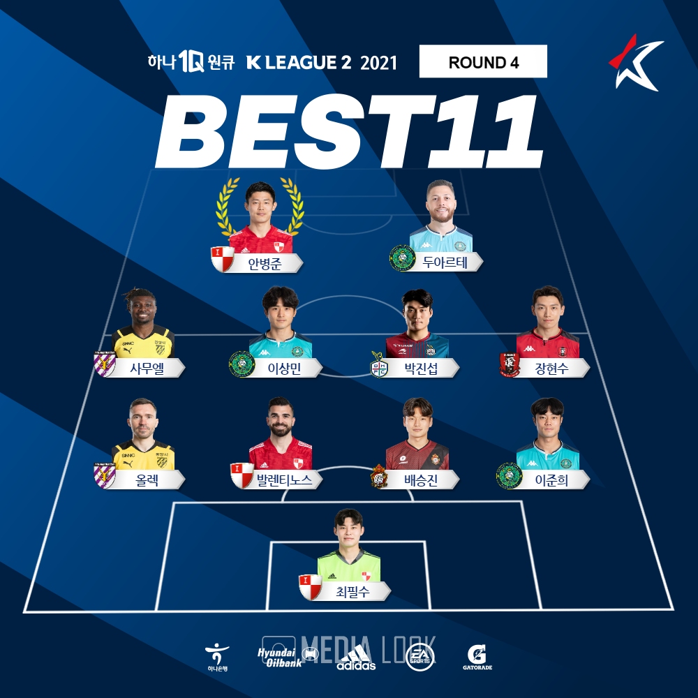 '하나원큐 K리그2 2021' 4라운드 베스트11 / 사진 = 한국프로축구연맹