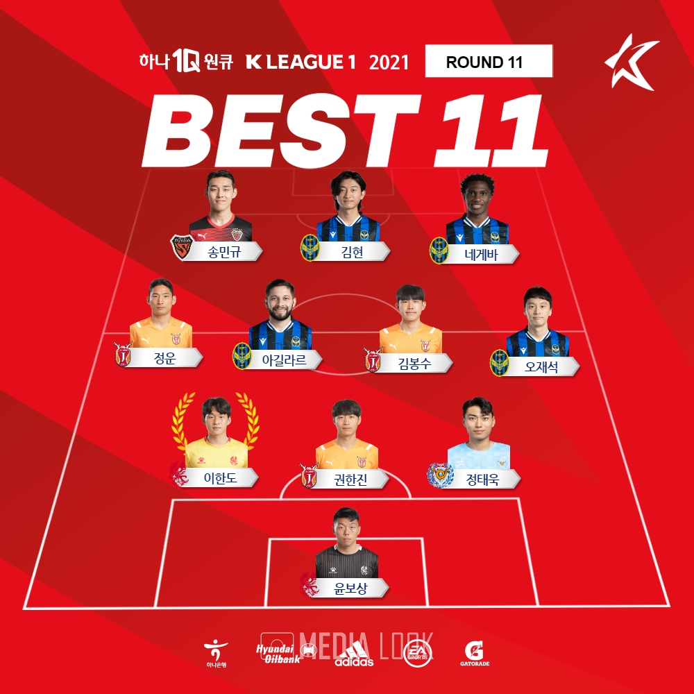 '하나원큐 K리그1 2021' 11라운드 베스트 11 / 사진 = 한국프로축구연맹
