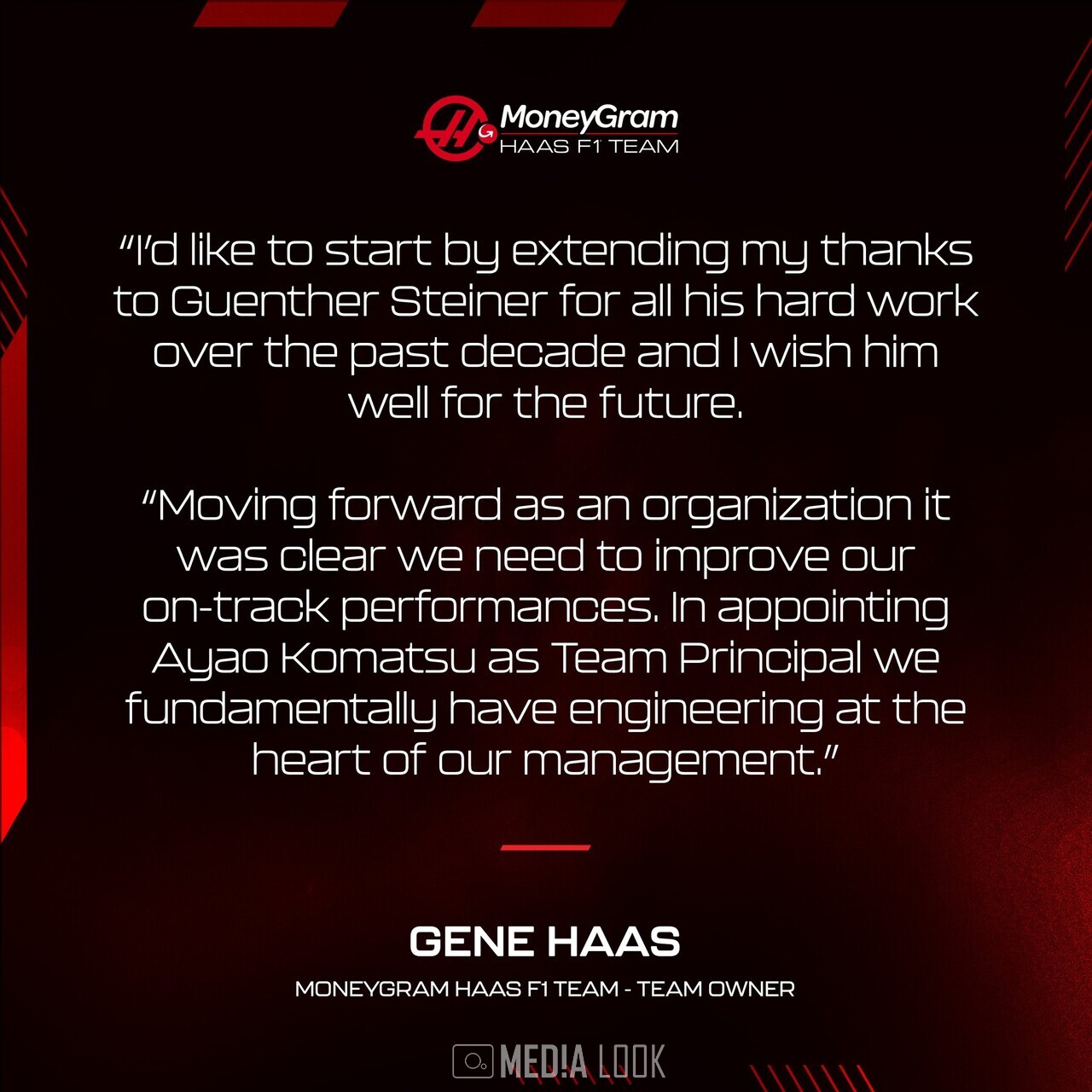 '스타이너' 사임 관련 성명문 / 사진 출처: Haas F1