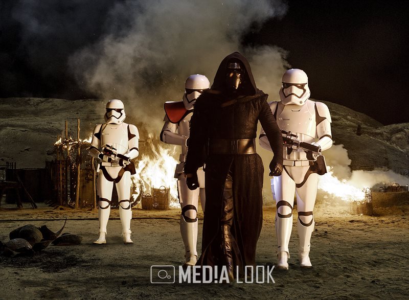 Star Wars: The Force Awakens..Kylo Ren (Adam Driver) with Stormtroopers..Ph: David James..©Lucasfilm 2015